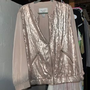 American Rag beige sequin sport zipper jacket